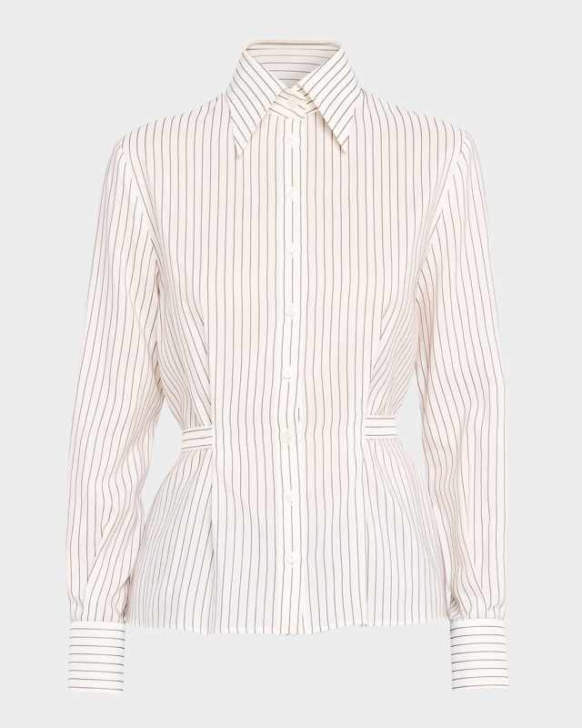 Pinstripe Tie-Waist Shirt